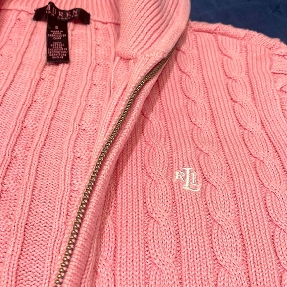 NEW 100% Cotton light pink Ralph Lauren zip up sweater - Picture 2 of 5